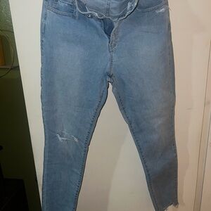 Women's Light Blue Distressed Jeans